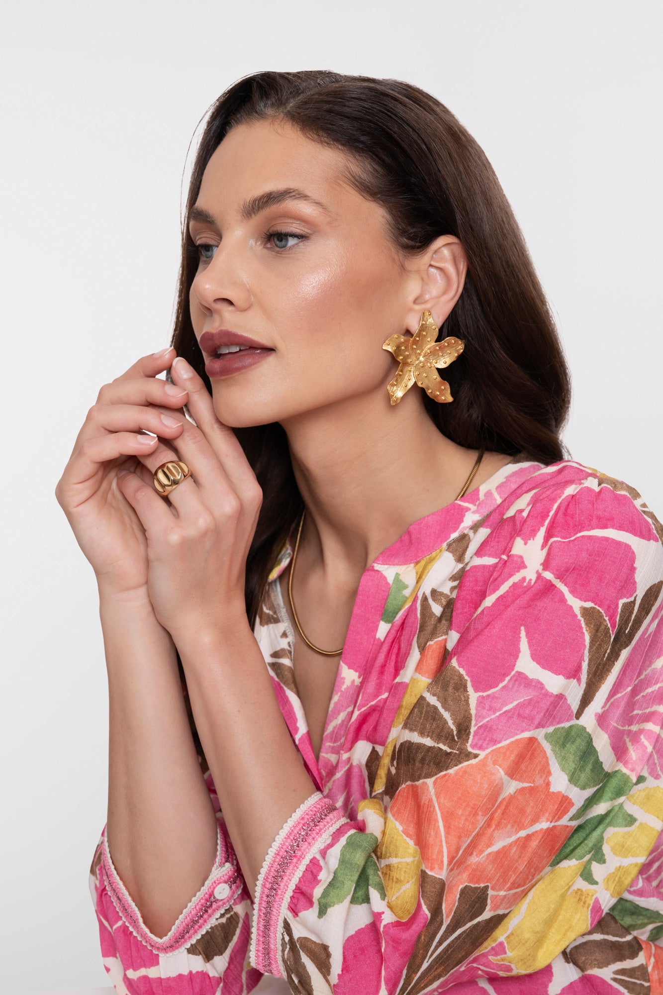 Geisha top met kleurrijke botanische print en V-hals