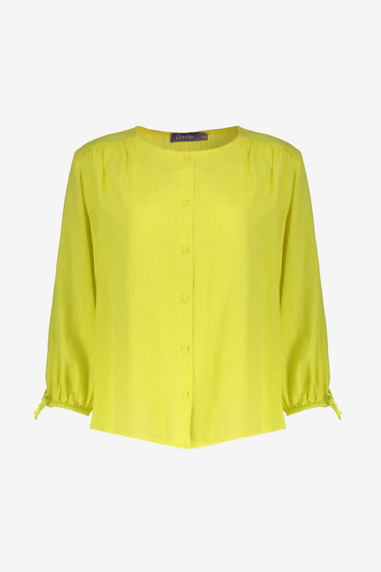 Geisha lime blouse met drawstring mouwen