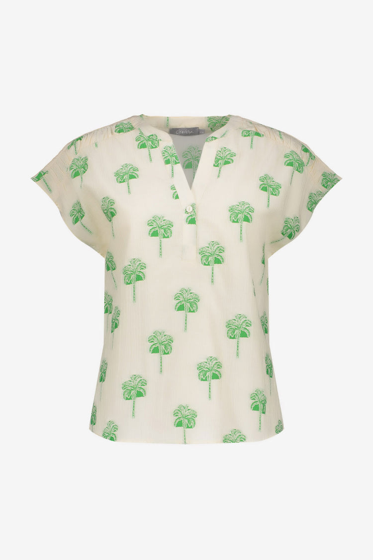 Geisha top met zomerse palm print