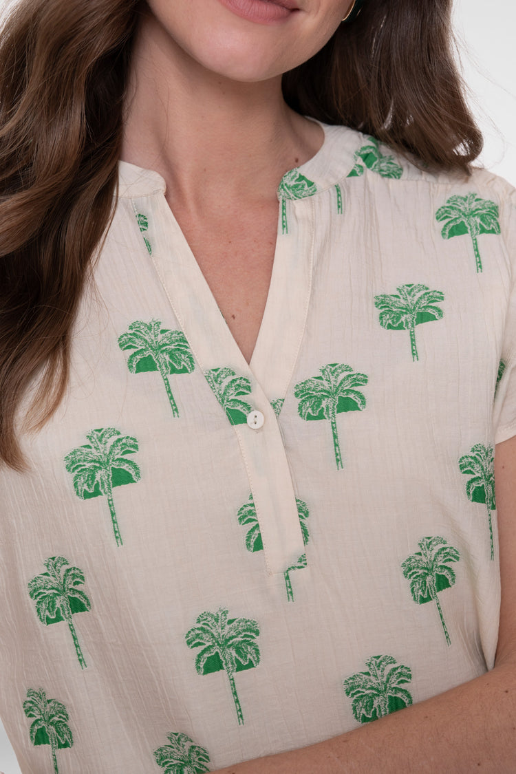Geisha top met zomerse palm print