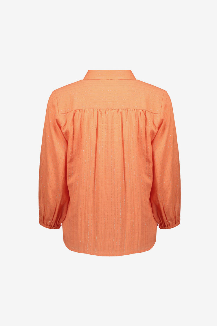 Geisha oranje blouse met lurex en opvallende knoopjes
