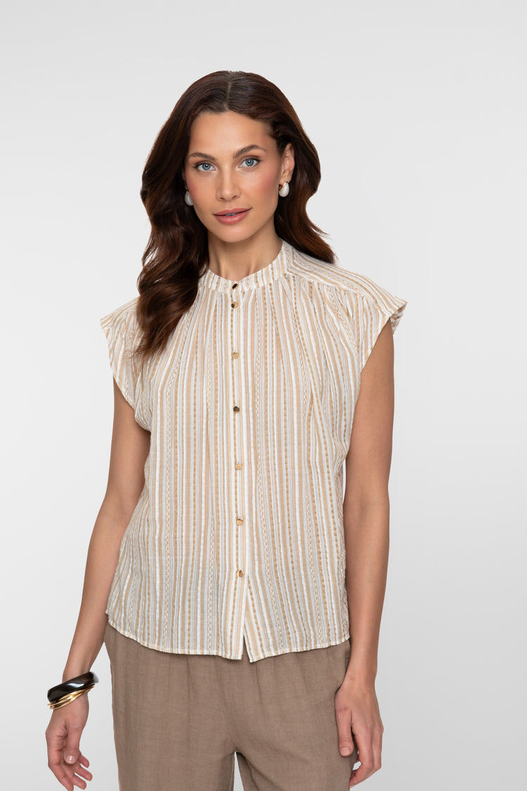 Geisha blouse met streepdessin en subtiele lurexdetails