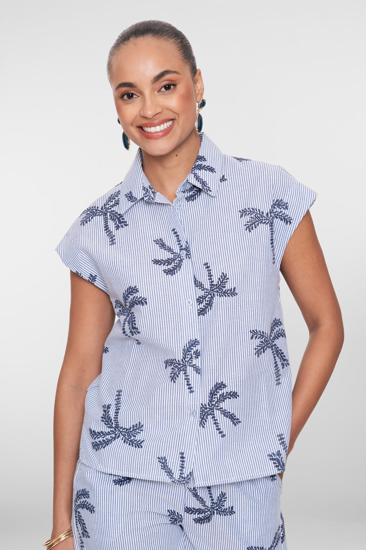Geisha blouse embroidery palm print