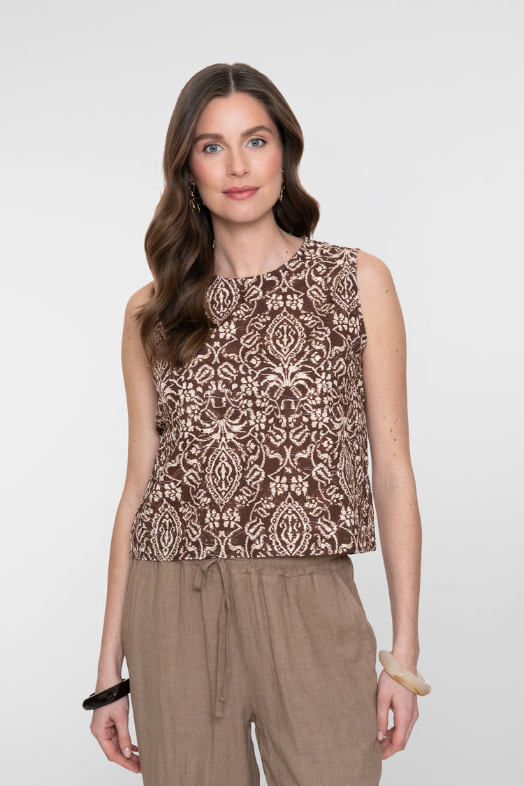 Geisha top met broderie anglaise print