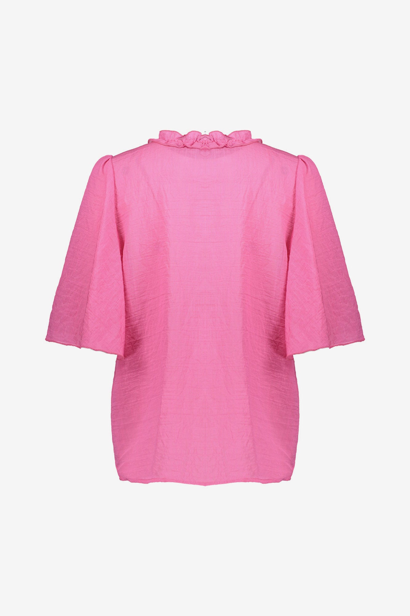 Geisha fuchsia blouse met klokmouwen en ruche