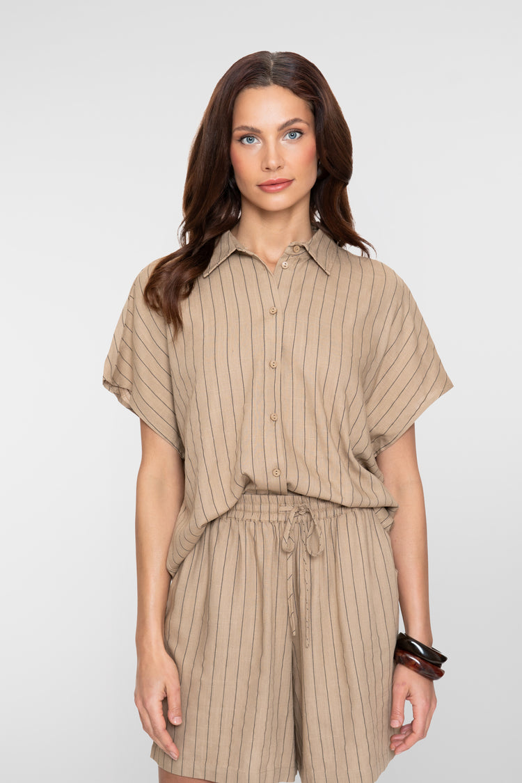 Geisha blouse met krijtstreep