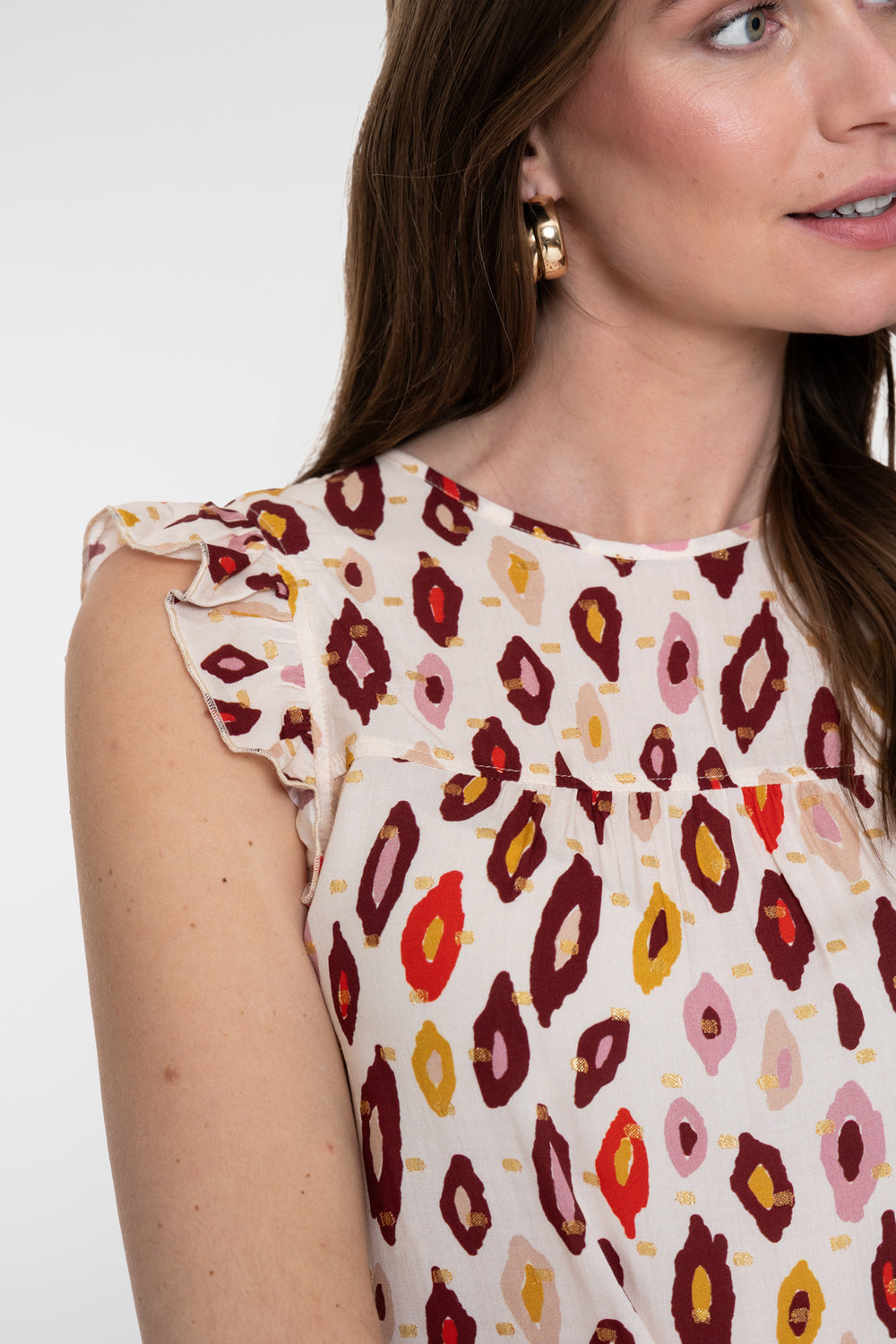 Geisha top met print en ruffle detail
