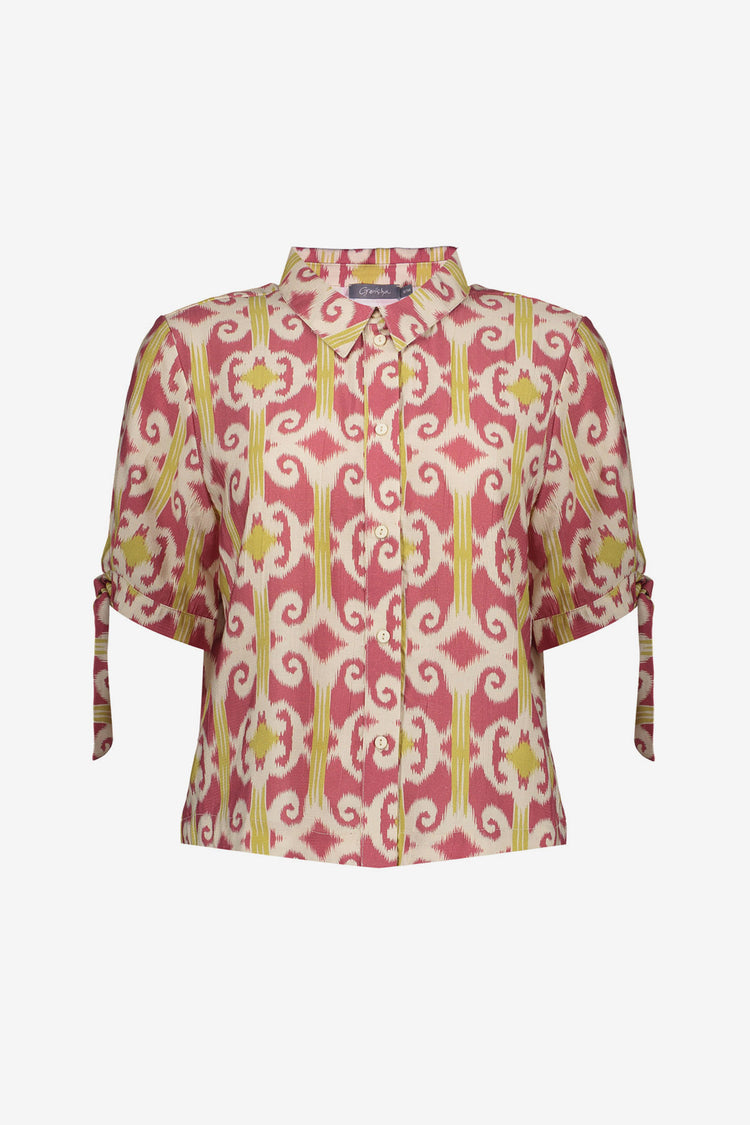 Geisha blouse met grafische print en speelse mouwdetails