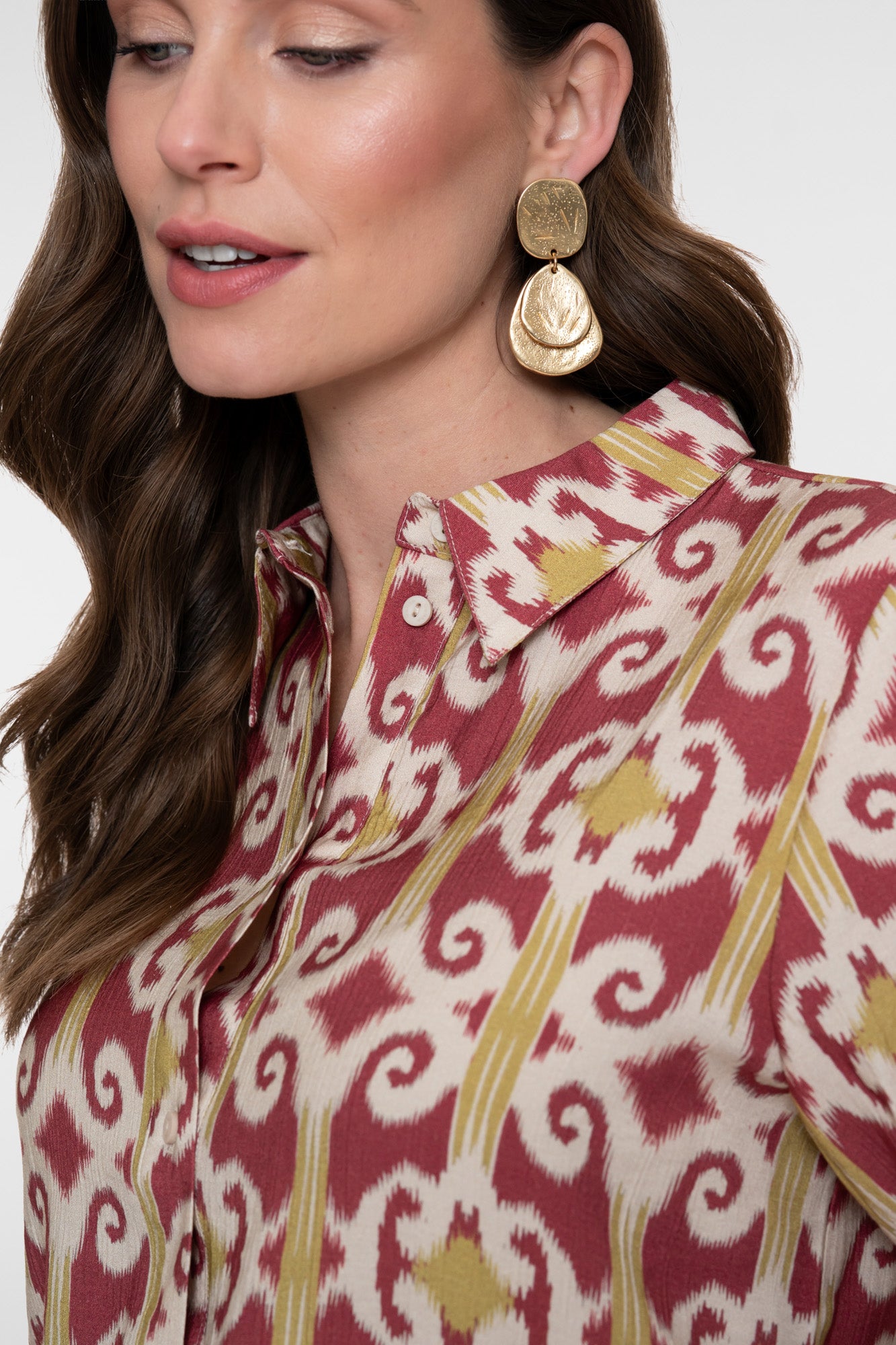 Geisha blouse met grafische print en speelse mouwdetails