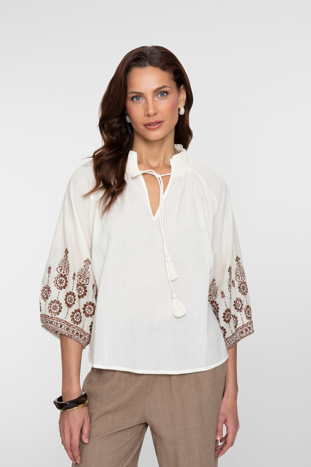 Geisha blouse met borduursels en bohemian uitstraling