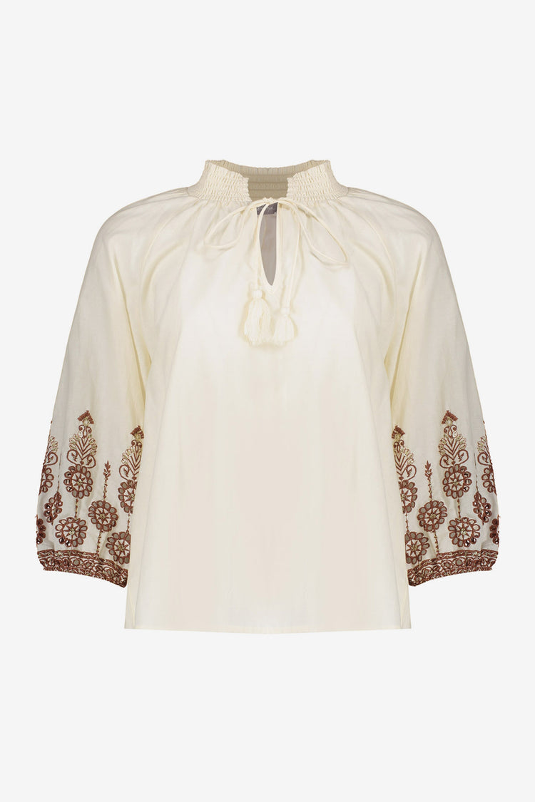 Geisha blouse met borduursels en bohemian uitstraling