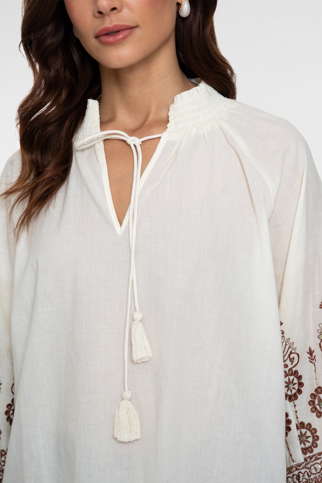 Geisha blouse met borduursels en bohemian uitstraling