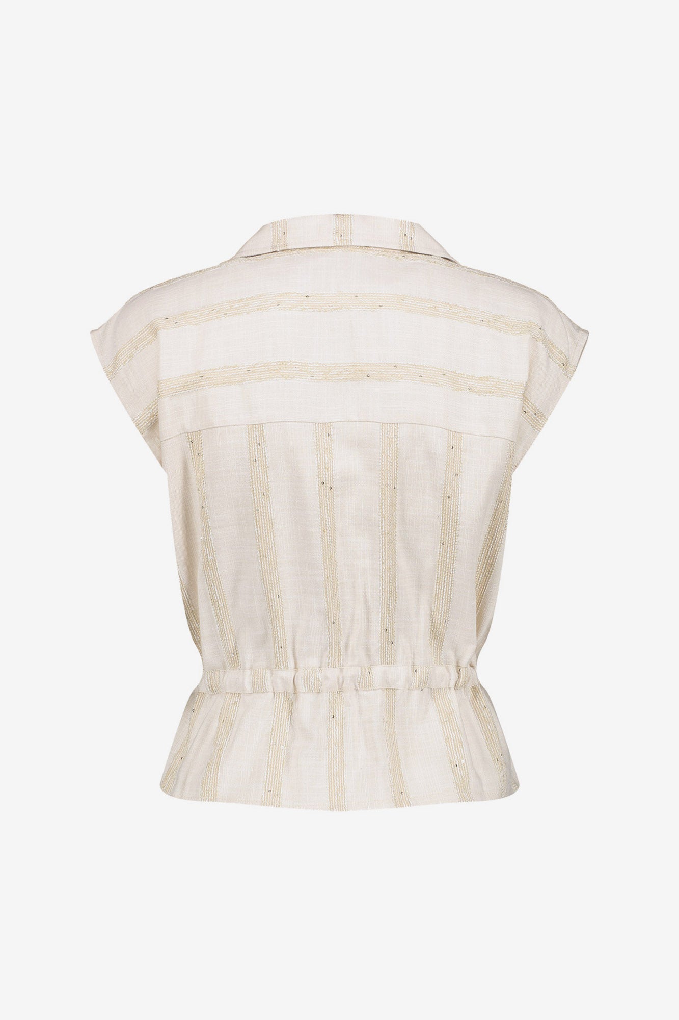Geisha peplum top met streepdessin en subtiele shimmer