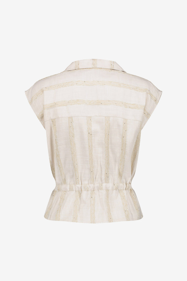 Geisha peplum top met streepdessin en subtiele shimmer