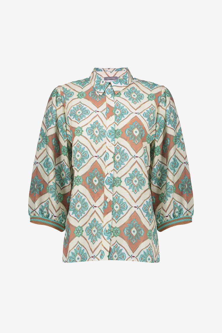 Geisha blouse met tegelprint
