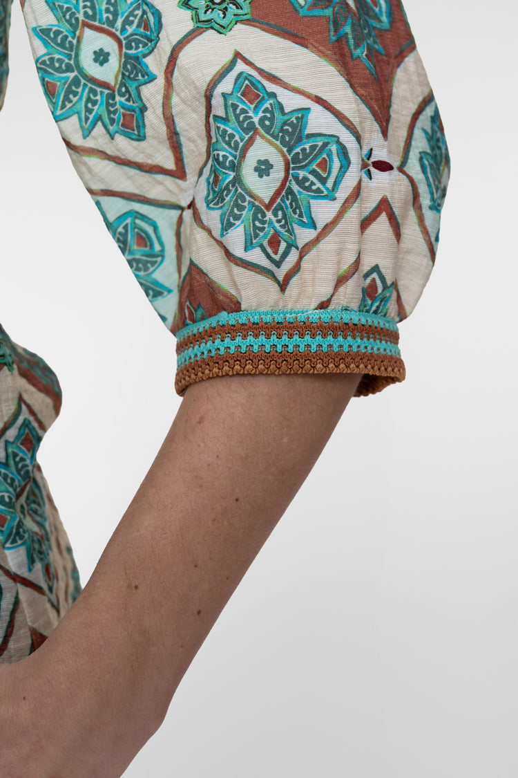 Geisha blouse met tegelprint