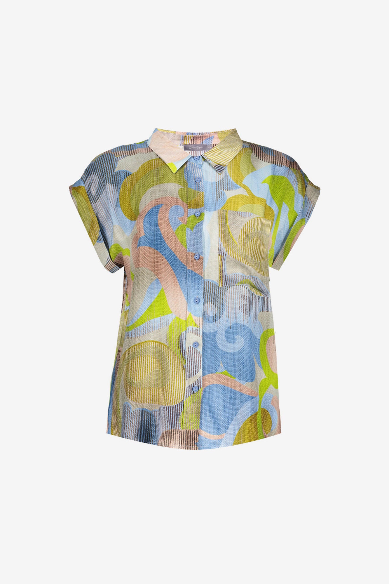 Geisha dames blouse met grafische print en korte mouwen