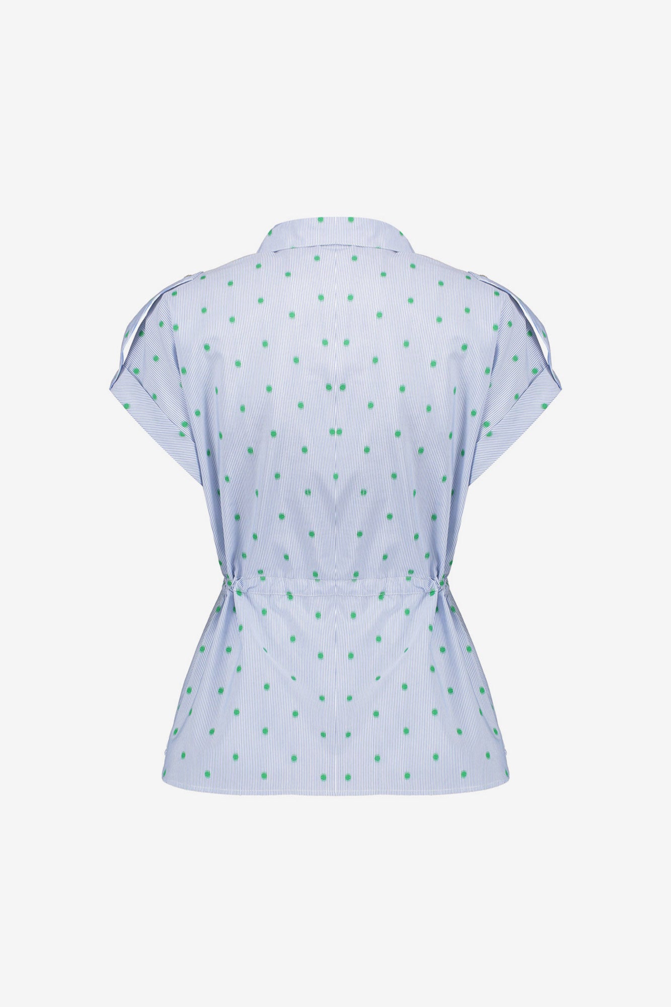 Geisha blouse met streepdessin, dots en strikceintuur