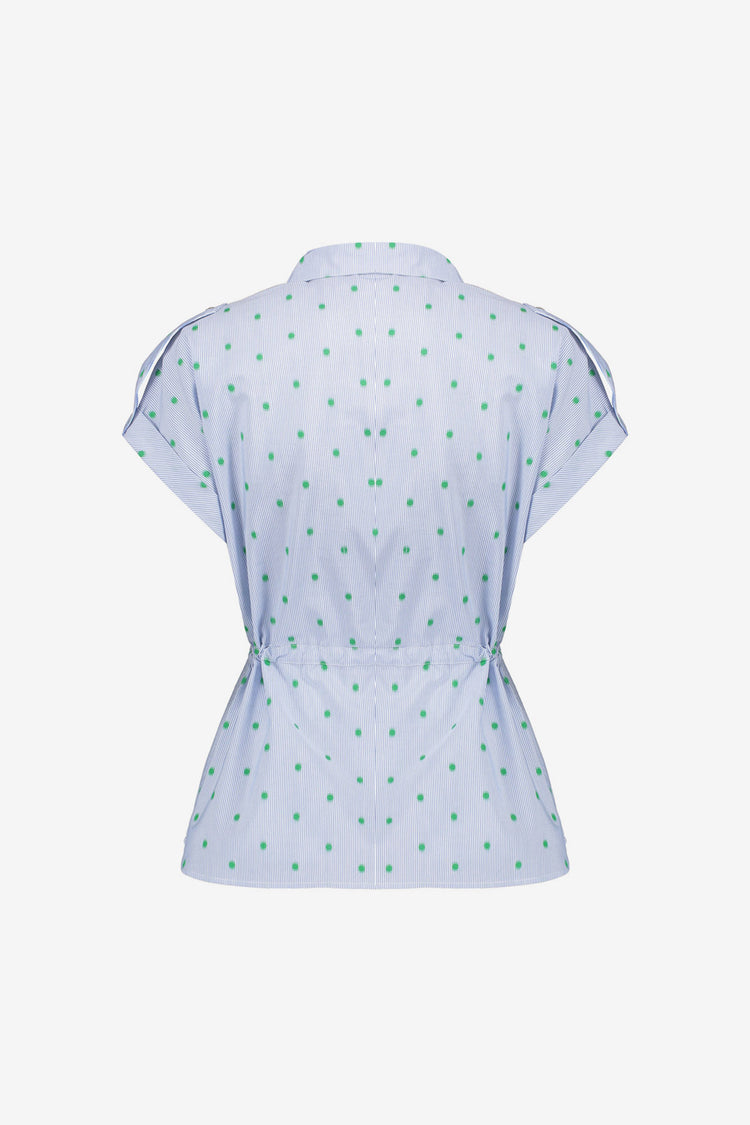 Geisha blouse met streepdessin, dots en strikceintuur