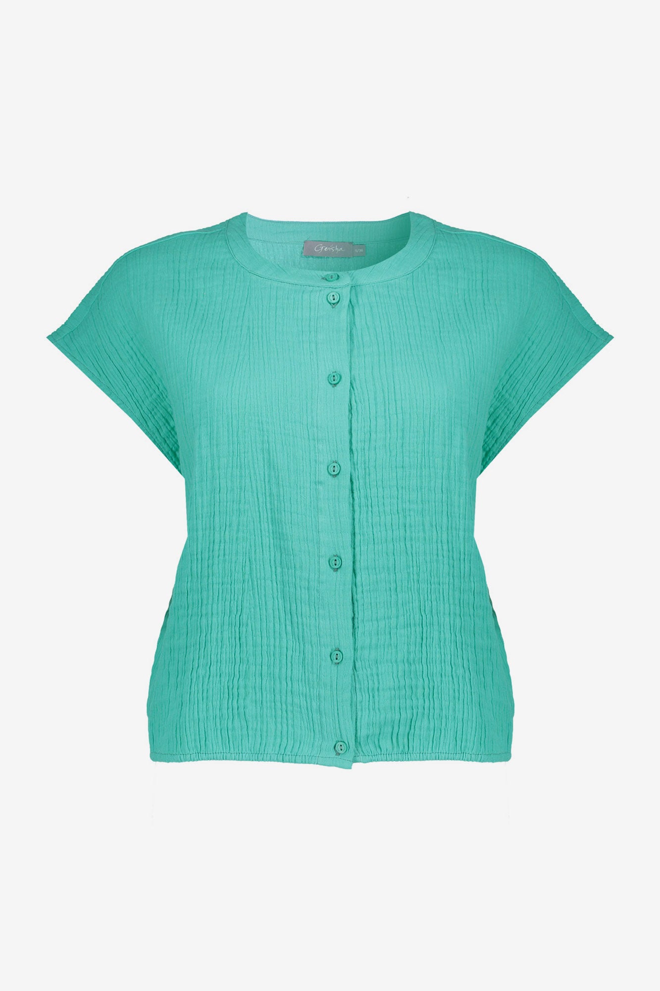 Geisha blouse aqua met aangeknipte mouwen