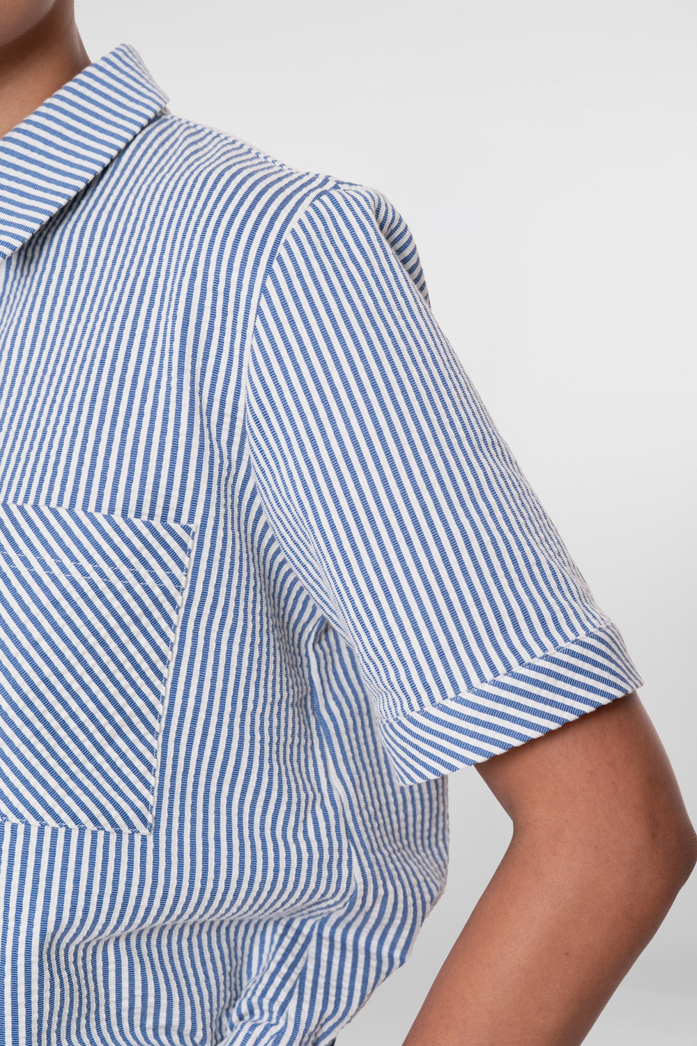 Geisha blouse met streepdessin en korte mouwen