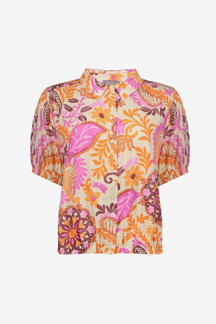 Geisha blouse met kleurrijke botanische print