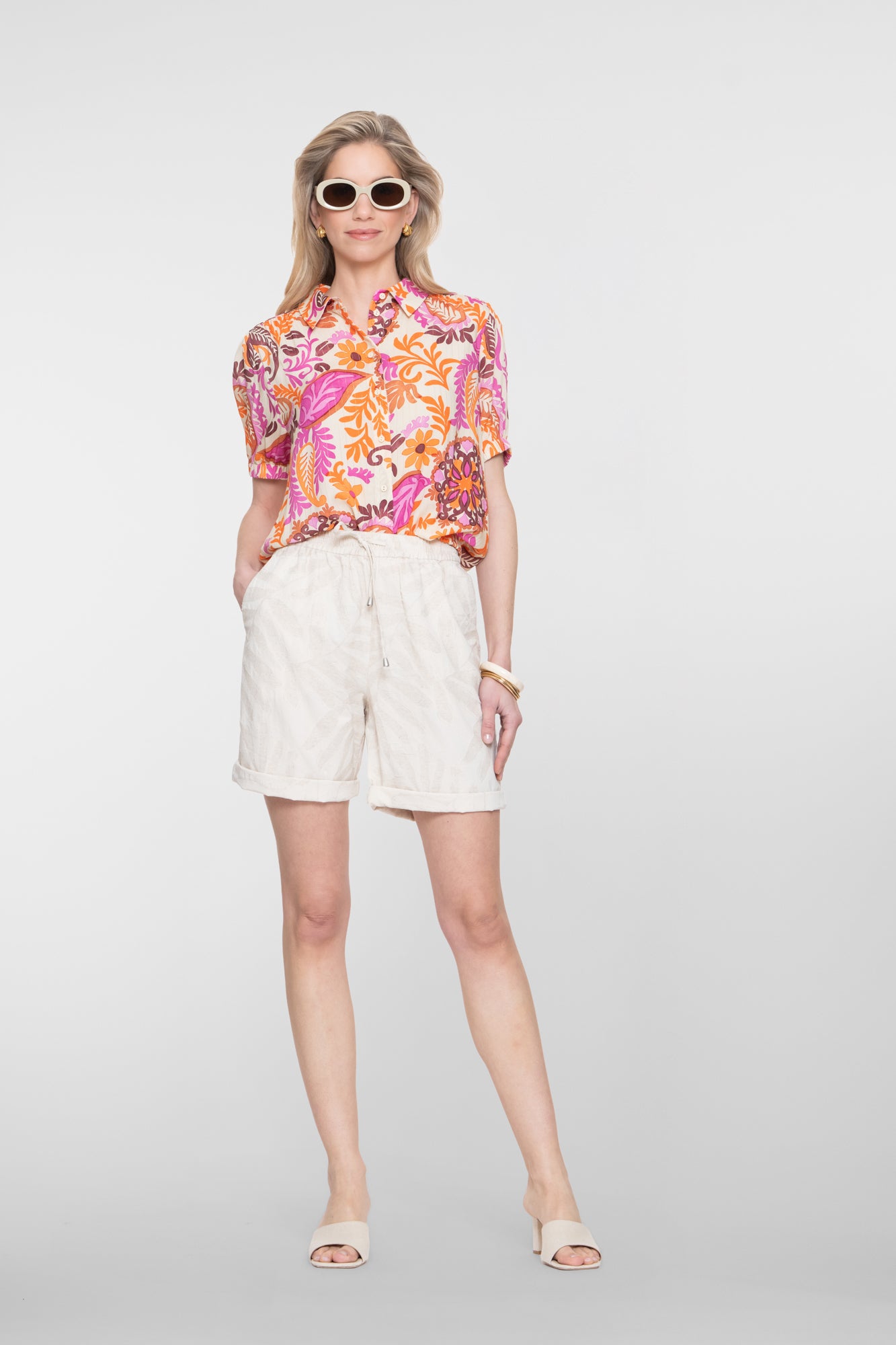 Geisha blouse met kleurrijke botanische print