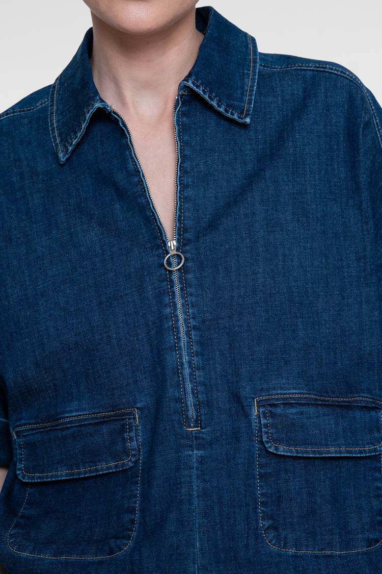 Geisha denim blouse met boxy fit