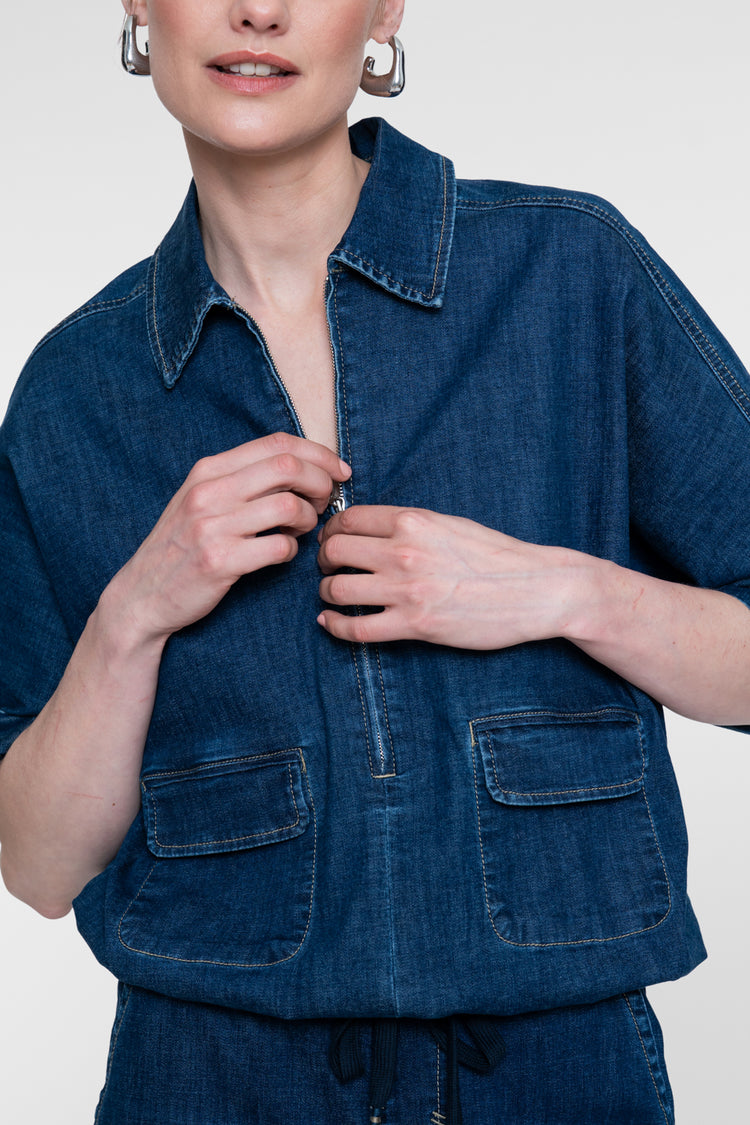Geisha denim blouse met boxy fit
