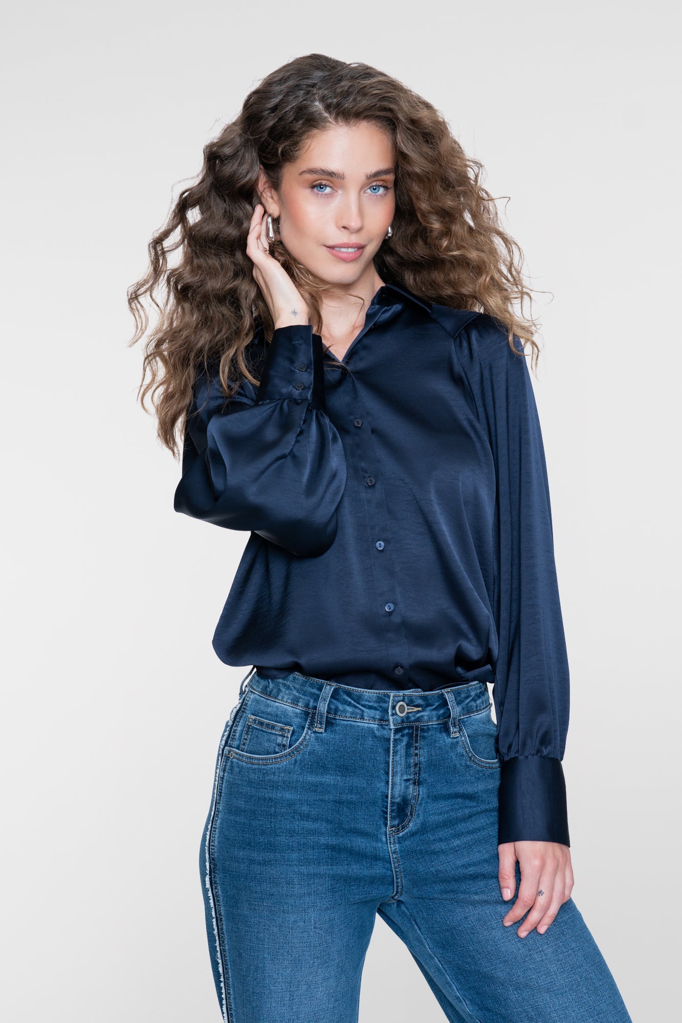 Geisha blouse met glanzende uitstraling