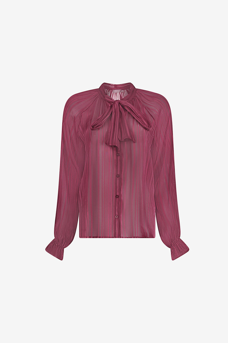Geisha semi-transparante blouse met strikdetail en geweven strepen