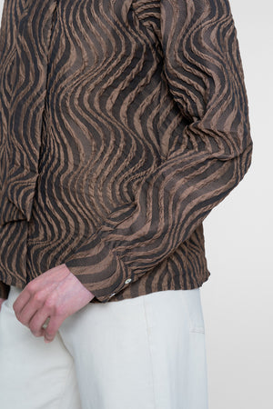 Geisha blouse met strikdetail en ingeweven golvenpatroon