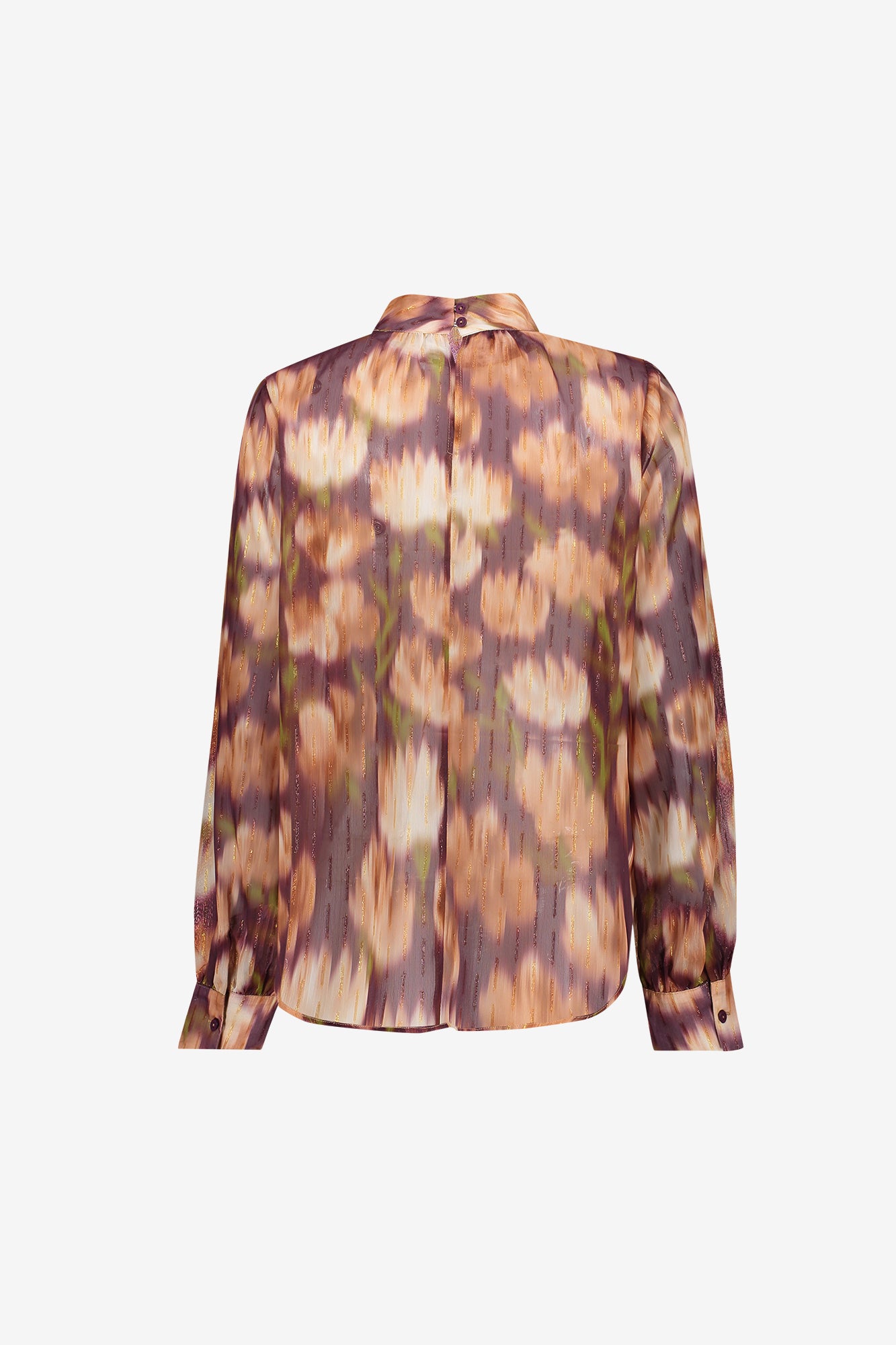 Geisha blouse met opstaande hals en kleurrijke dessinprint