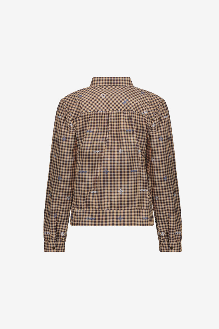 Geisha checkered blouse met geborduurde details