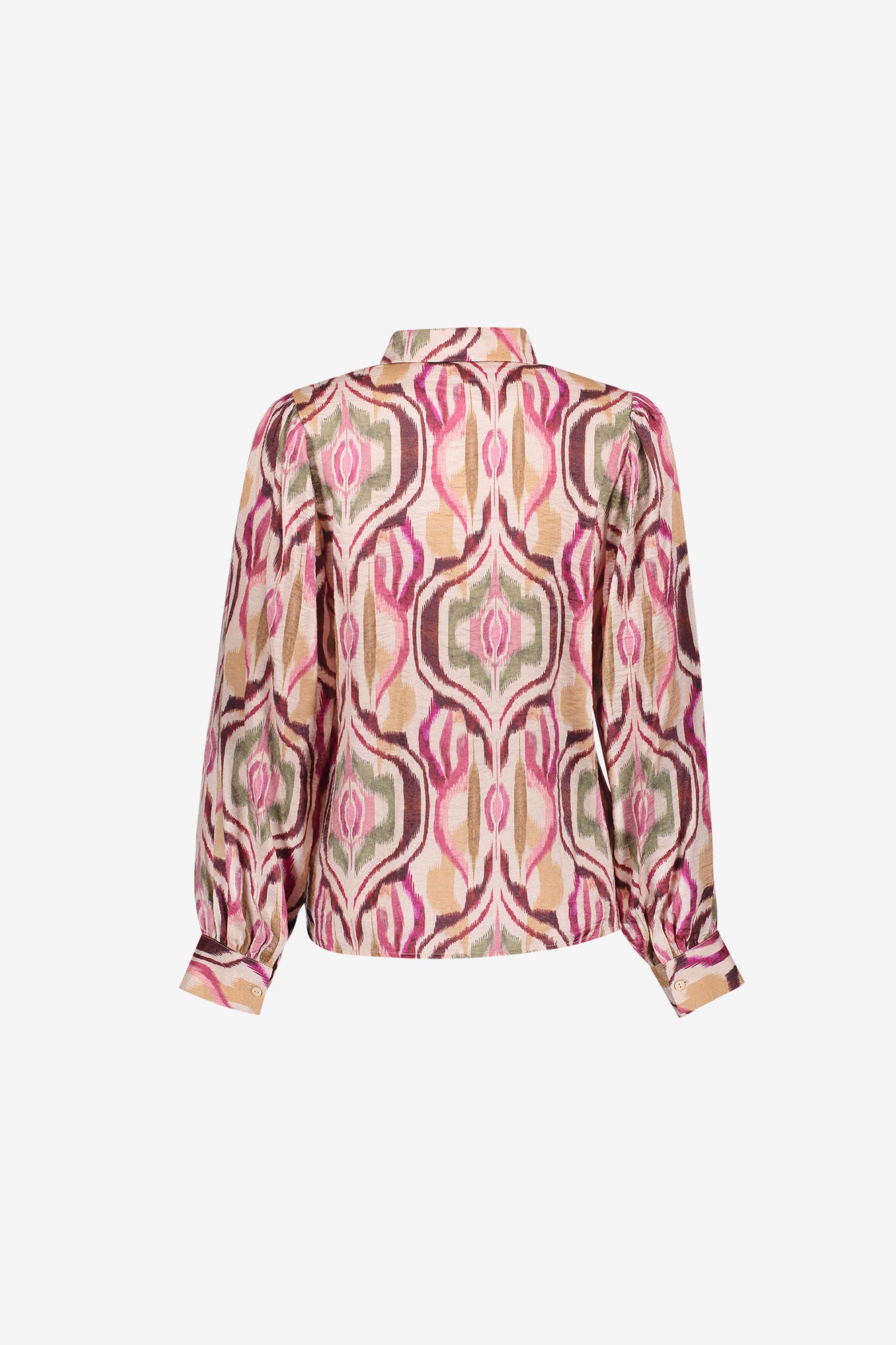 Geisha blouse met kleurrijke print en glans