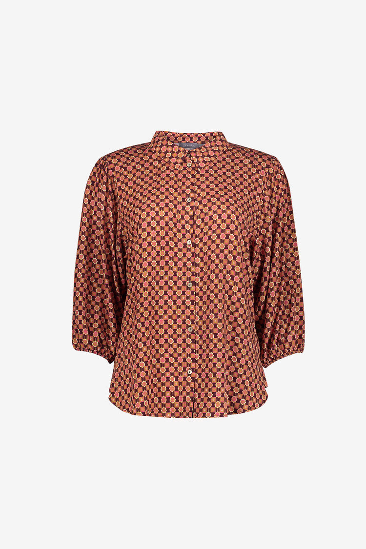 Geisha viscose blouse met grafische print en klassieke kraag