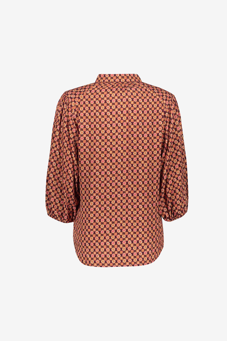 Geisha viscose blouse met grafische print en klassieke kraag
