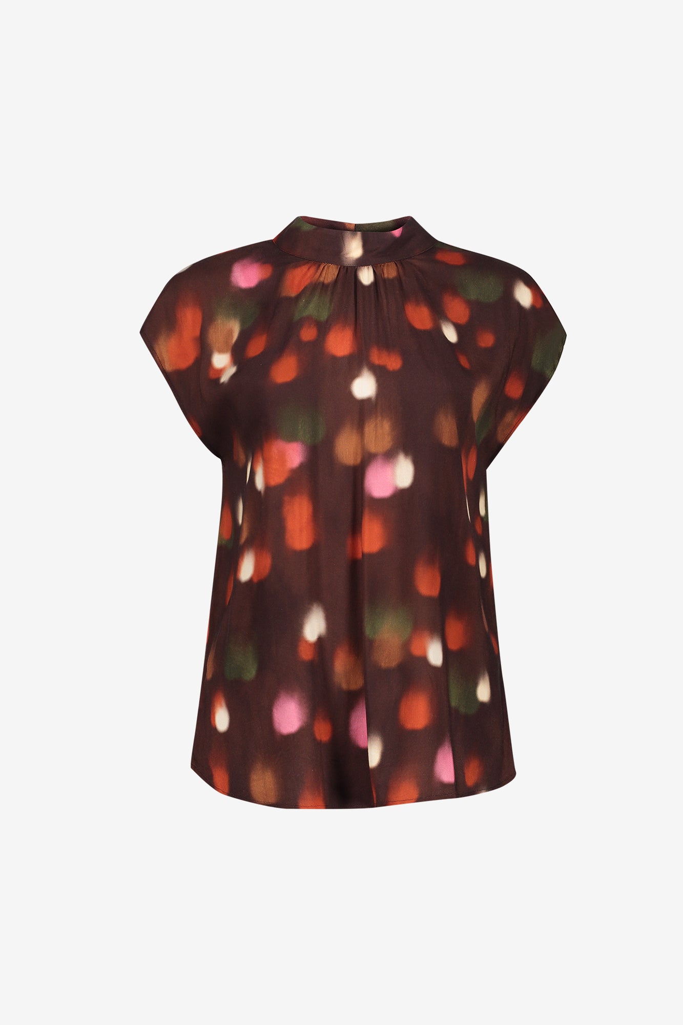 Geisha top met opstaande hals en grafische print