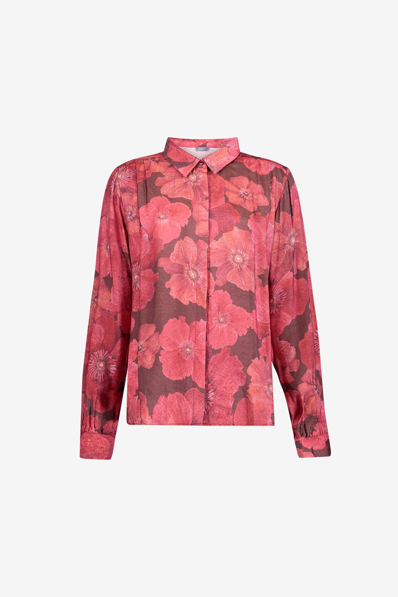 Geisha blouse met klassieke kraag en bloemendessin