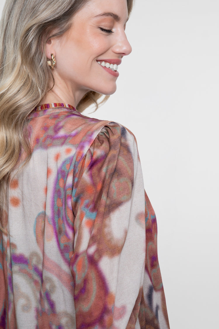 Geisha viscose top met zachte dessinprint