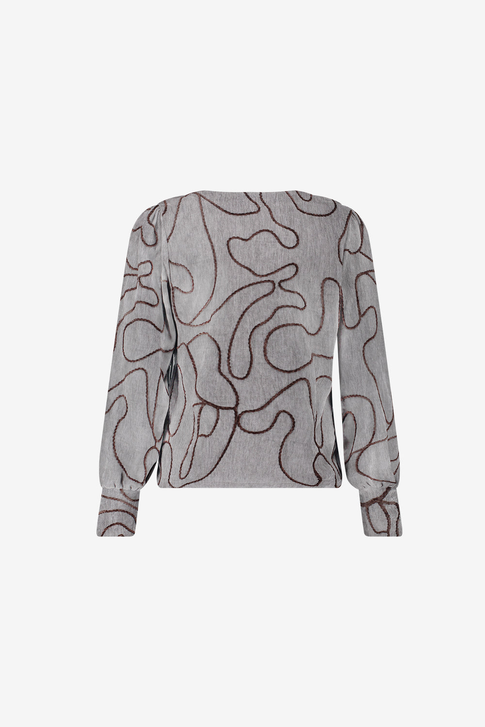 Geisha top met grafische lijnprint en V-snit