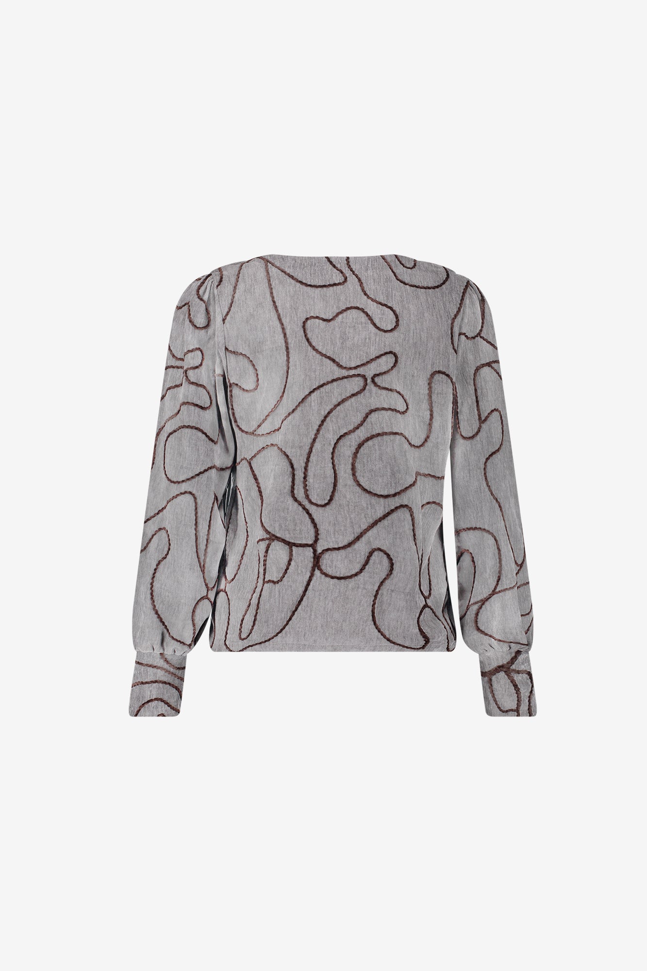 Geisha top met grafische lijnprint en V-snit