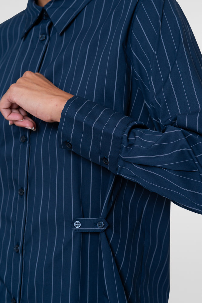 Geisha blouse met krijtstreep en getailleerd detail