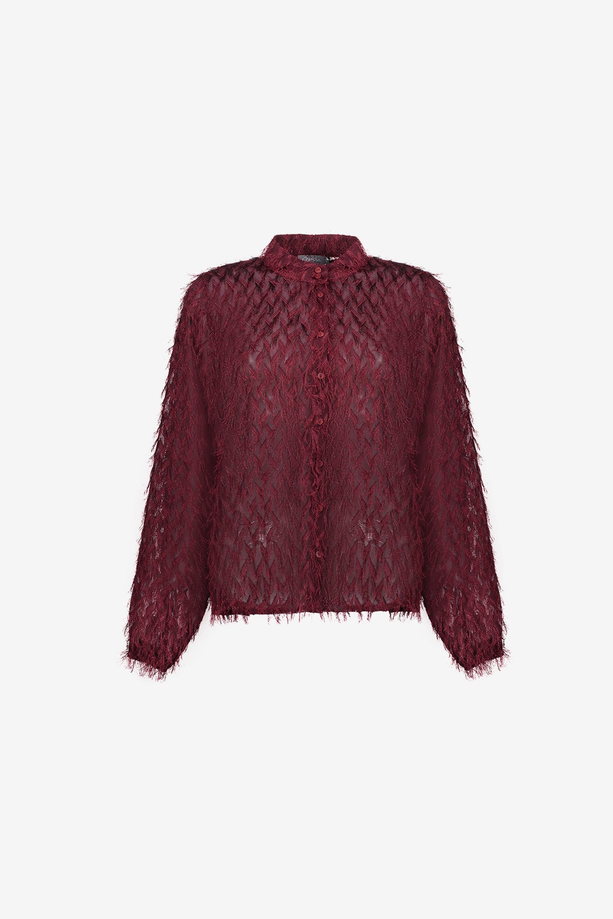 Geisha burgundy blouse met fringes