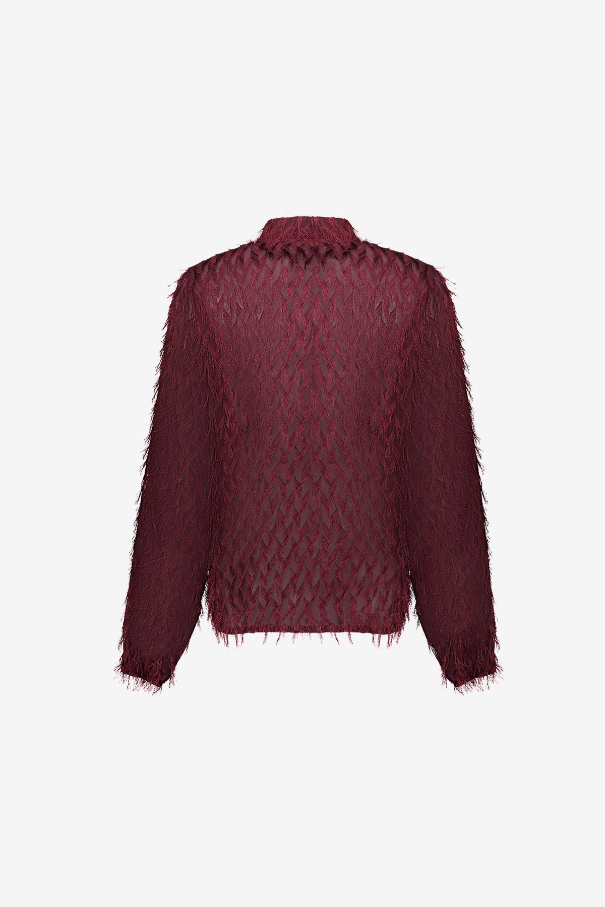 Geisha burgundy blouse met fringes