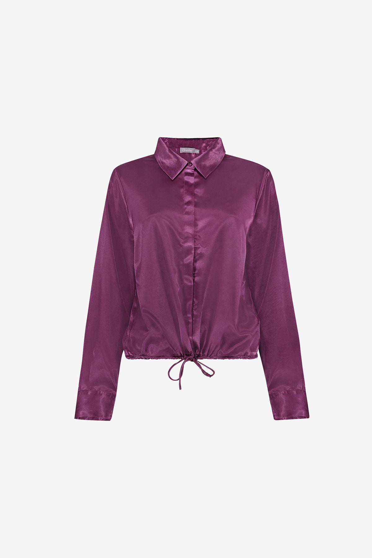 Geisha paarse satijnlook blouse met strikdetail