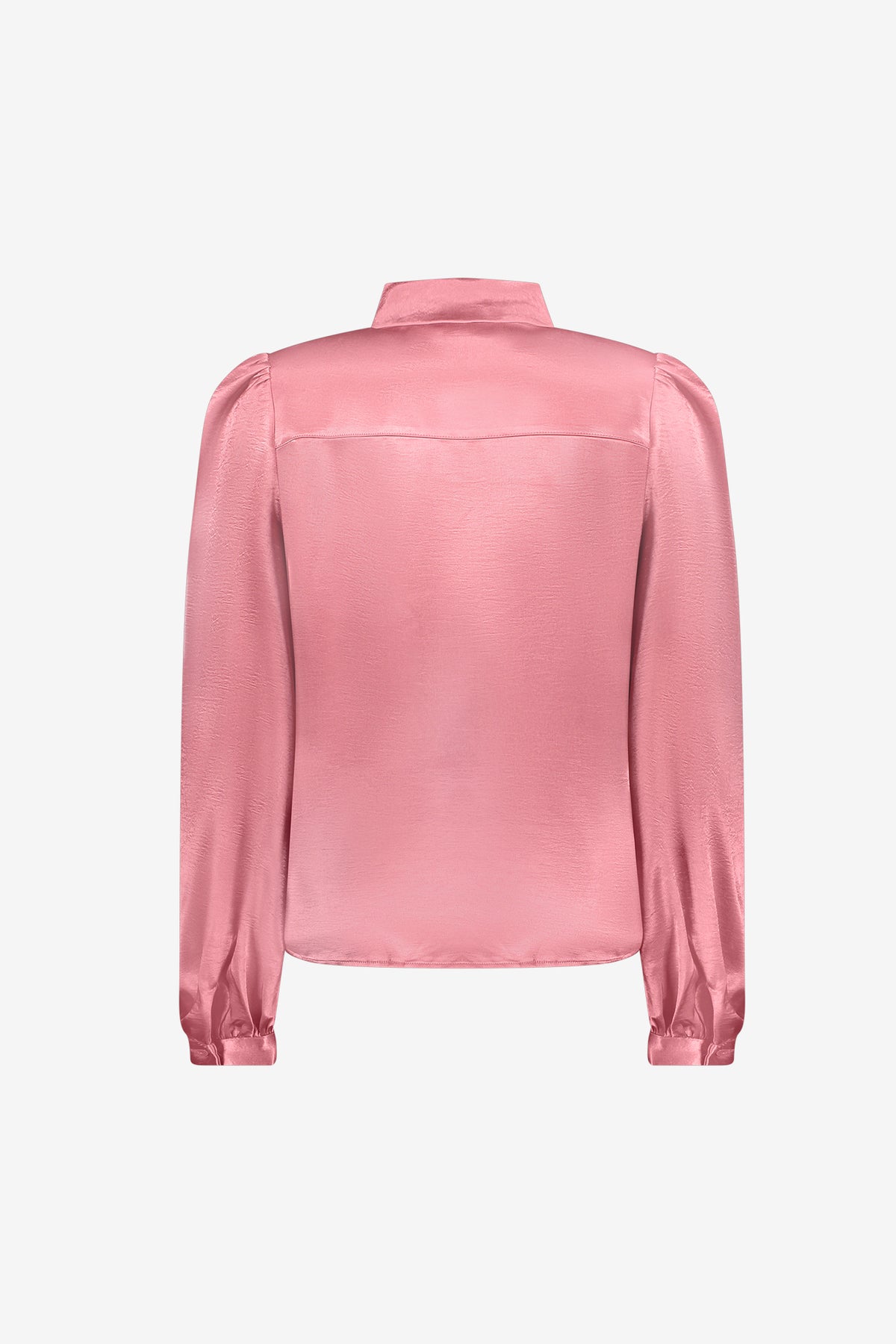 Geisha roze satijnlook blouse met klassieke kraag