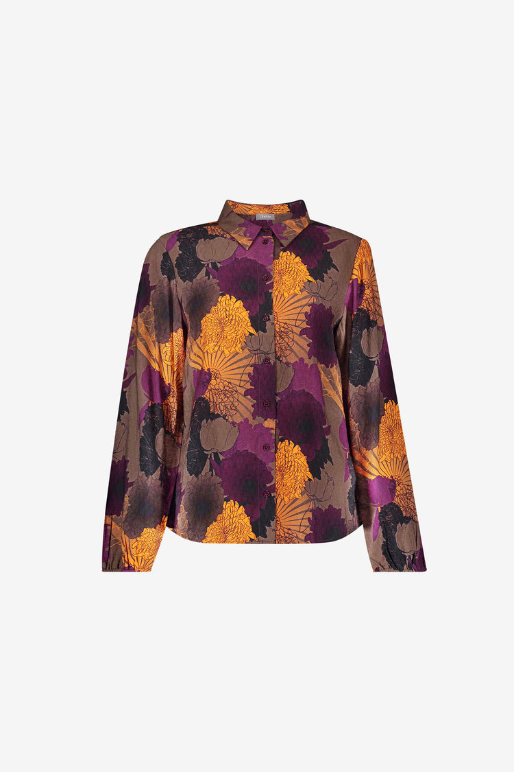 Geisha blouse met bloemenprint in warme herfsttinten