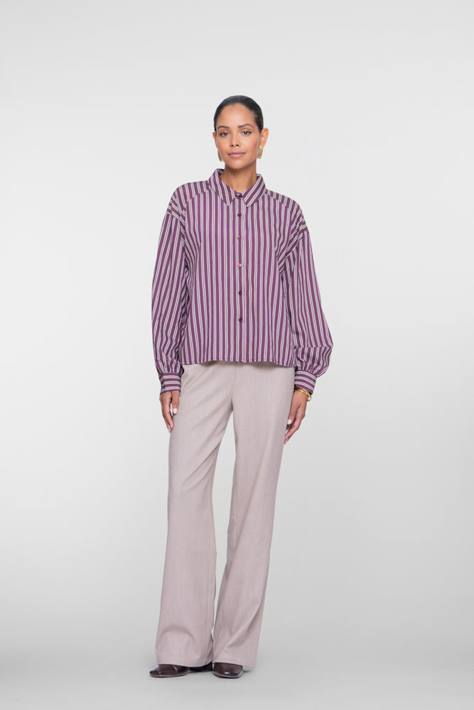 Geisha gestreepte blouse in paars