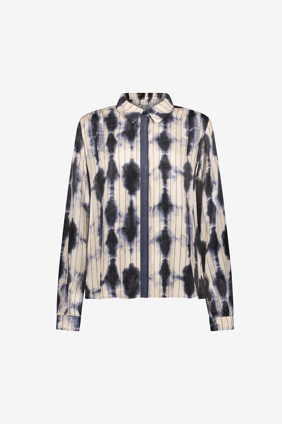 Geisha dames blouse met abstract dessin en contrastbies